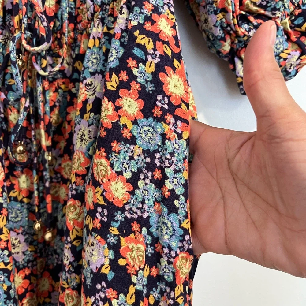 FREE PEOPLE Black Floral‎ SHOW ME LOVE Romper Sz. M